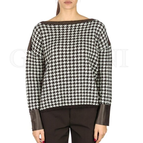 Liu Jo Black & White Houndstooth Knit Longsleeve Sweater, Pullover Size Small S - Picture 1 of 16